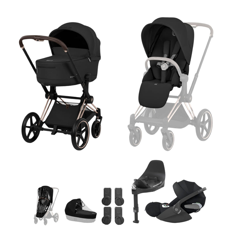 Cybex Priam Ultimate Bundle Comfort Collection - Rosegold / Sepia Black