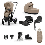 Cybex e-Priam Travel System - Chrome Black / Cozy Beige