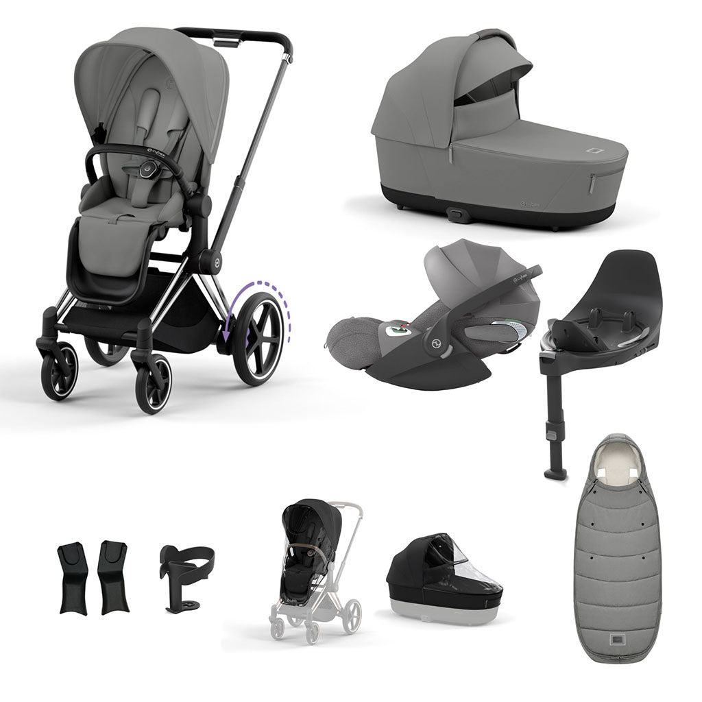 Cybex e-Priam Travel System - Chrome Black / Mirage Grey
