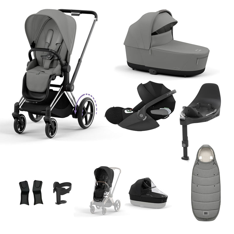 Cybex e-Priam Travel System - Chrome Black / Mirage Grey