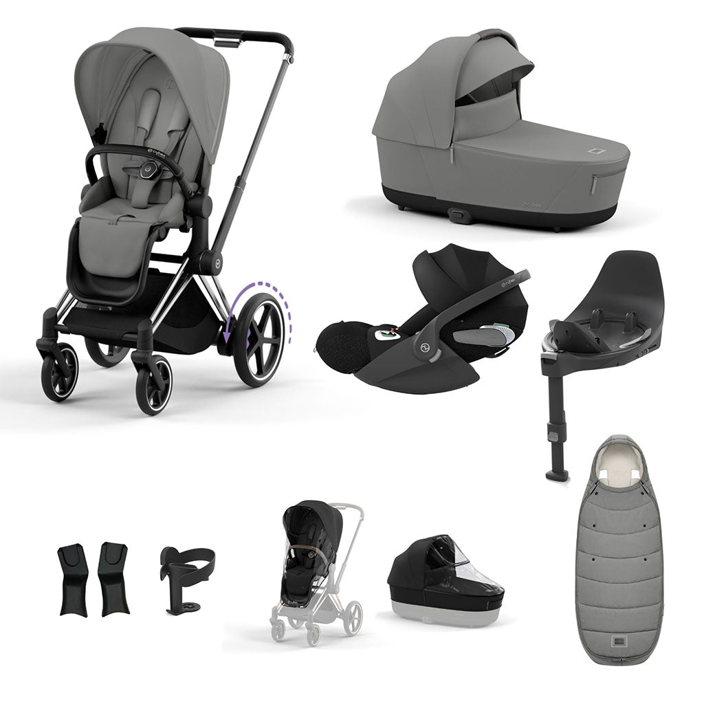 Cybex e-Priam Travel System - Chrome Black / Mirage Grey
