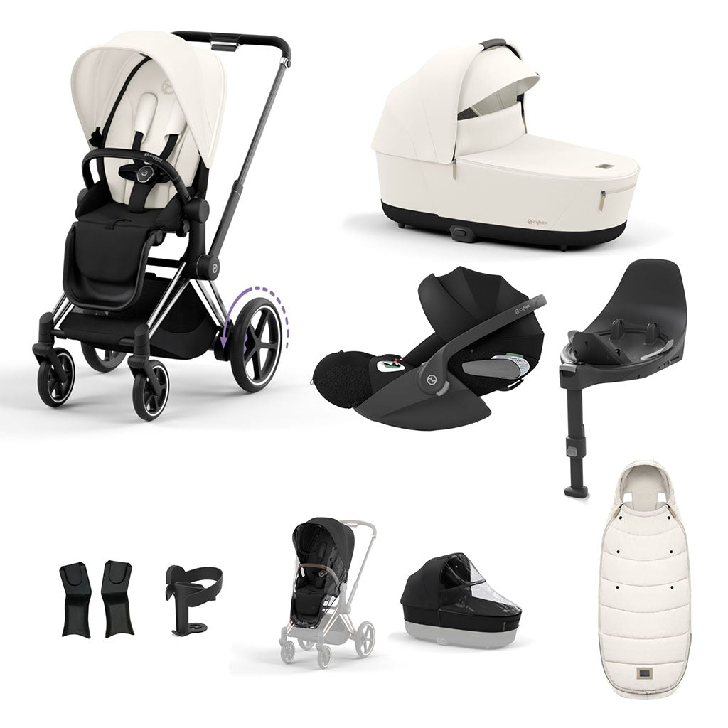 Cybex e-Priam Travel System - Chrome Black / Off White