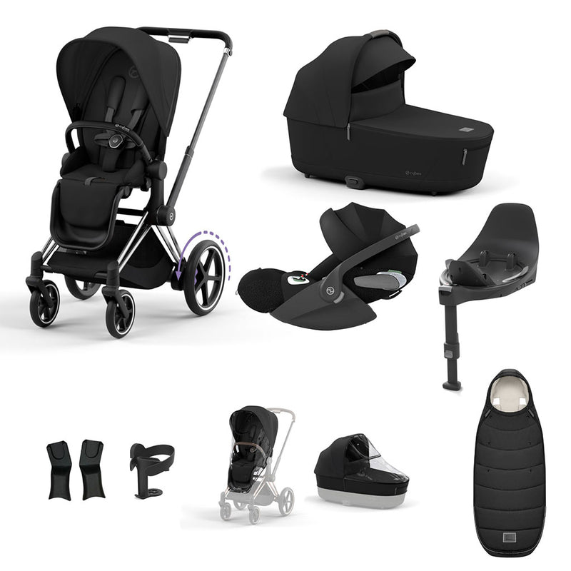 Cybex e-Priam Travel System - Chrome Black / Sepia Black