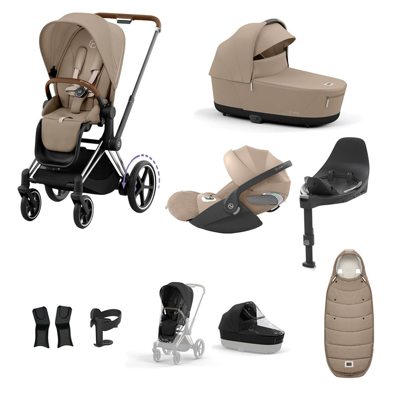 Cybex e-Priam Travel System - Chrome Brown / Cozy Beige