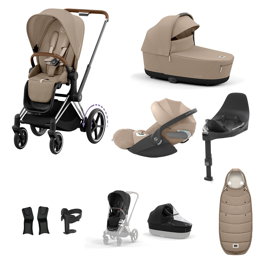 Cybex e-Priam Travel System - Chrome Brown / Cozy Beige
