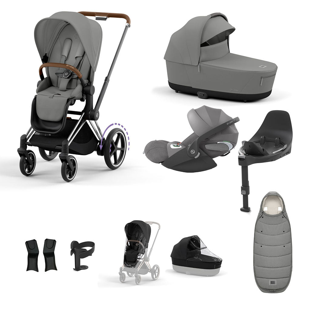 Cybex e-Priam Travel System - Chrome Brown / Mirage Grey