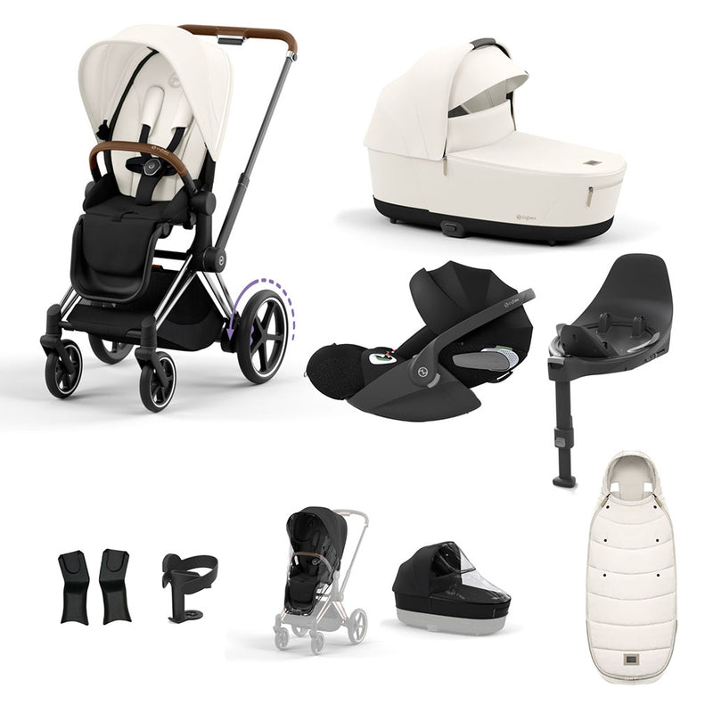 Cybex e-Priam Travel System - Chrome Brown / Off White