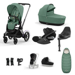 Cybex e-Priam Travel System - Matt Black / Leaf Green
