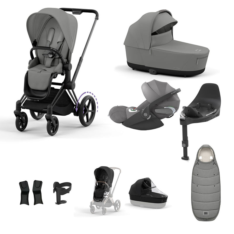 Cybex e-Priam Travel System - Matt Black / Mirage Grey