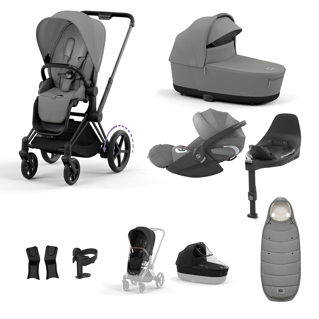 Cybex e-Priam Travel System - Matt Black / Mirage Grey