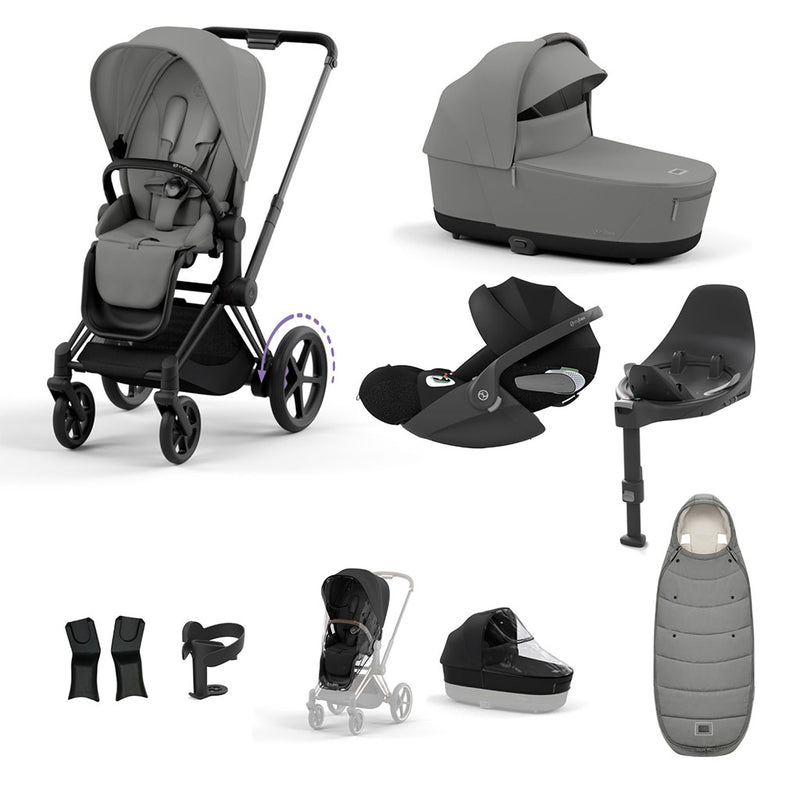 Cybex e-Priam Travel System - Matt Black / Mirage Grey