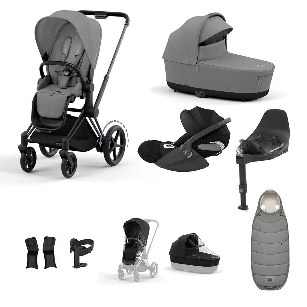 Cybex e-Priam Travel System - Matt Black / Mirage Grey