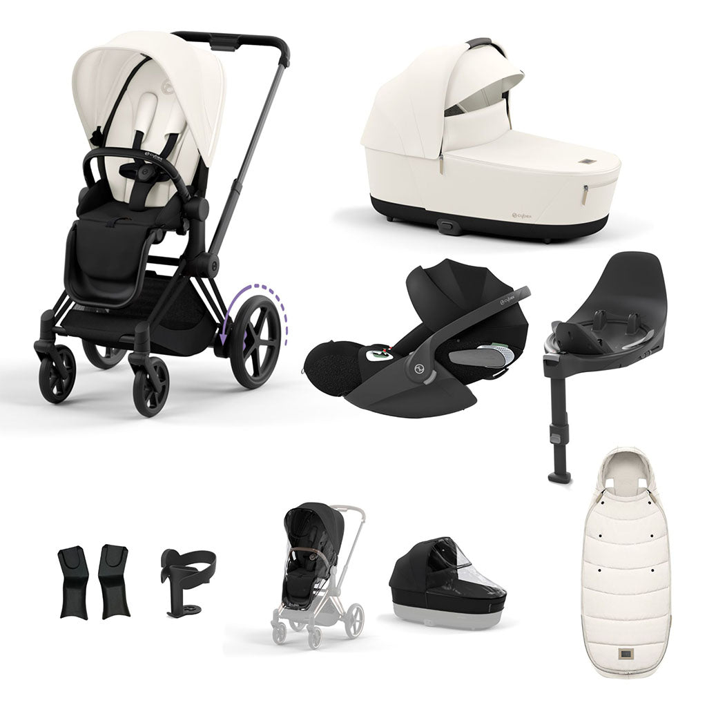 Cybex e-Priam Travel System - Matt Black / Off White
