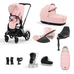Cybex e-Priam Travel System - Matt Black / Peach Pink