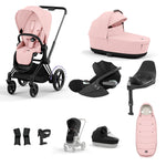 Cybex e-Priam Travel System - Matt Black / Peach Pink