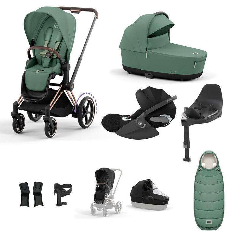 Cybex e-Priam Travel System - Rosegold / Leaf Green