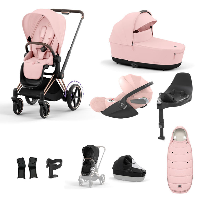 Cybex e-Priam Travel System - Rosegold / Peach Pink