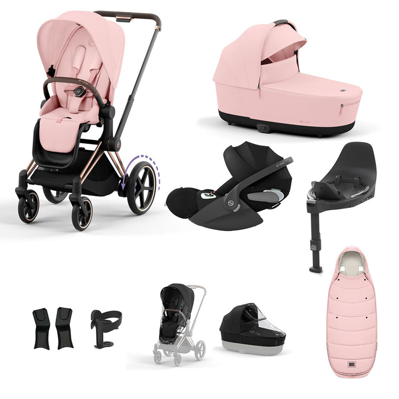 Cybex e-Priam Travel System - Rosegold / Peach Pink