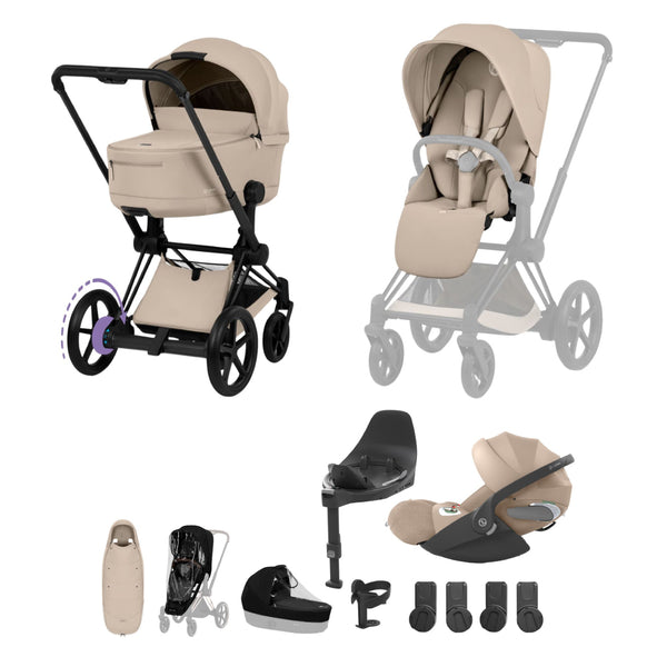 Cybex e-Priam Ultimate Accessory Bundle Comfort Collection - Matt Black / Cozy Beige