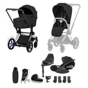 Cybex e-Priam Ultimate Accessory Bundle Comfort Collection - Rosegold / Sepia Black