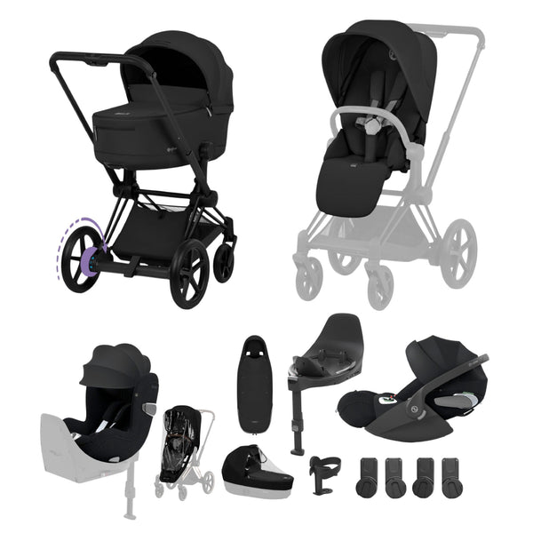 Cybex e-Priam Ultimate Birth & Beyond Bundle Comfort Collection - Matt Black / Sepia Black