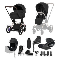 Cybex e-Priam Ultimate Birth & Beyond Bundle Comfort Collection - Rosegold / Sepia Black