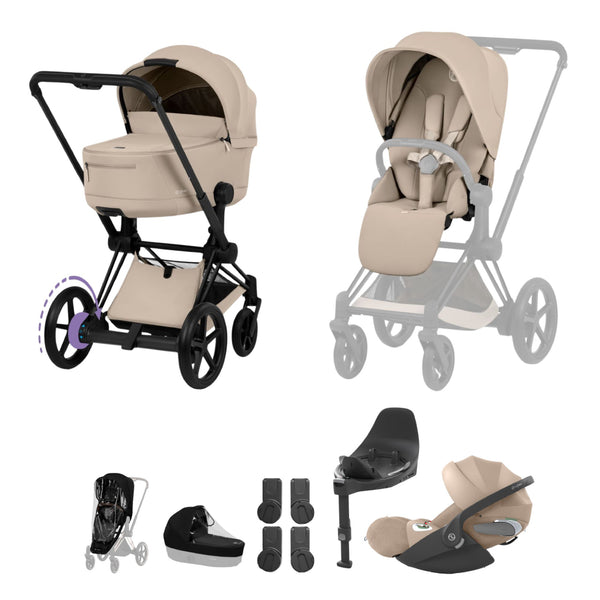 Cybex e-Priam Ultimate Bundle Comfort Collection - Matt Black / Cozy Beige