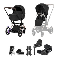 Cybex e-Priam Ultimate Bundle Comfort Collection - Rosegold / Sepia Black