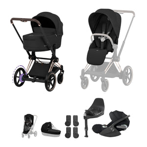 Cybex e-Priam Ultimate Bundle Comfort Collection - Rosegold / Sepia Black