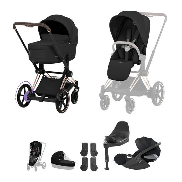 Cybex e-Priam Ultimate Bundle Comfort Collection - Rosegold / Sepia Black