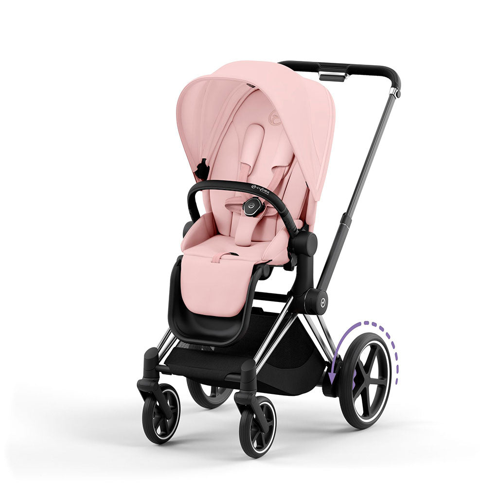 Cybex e-Priam Travel System - Chrome Black / Peach Pink