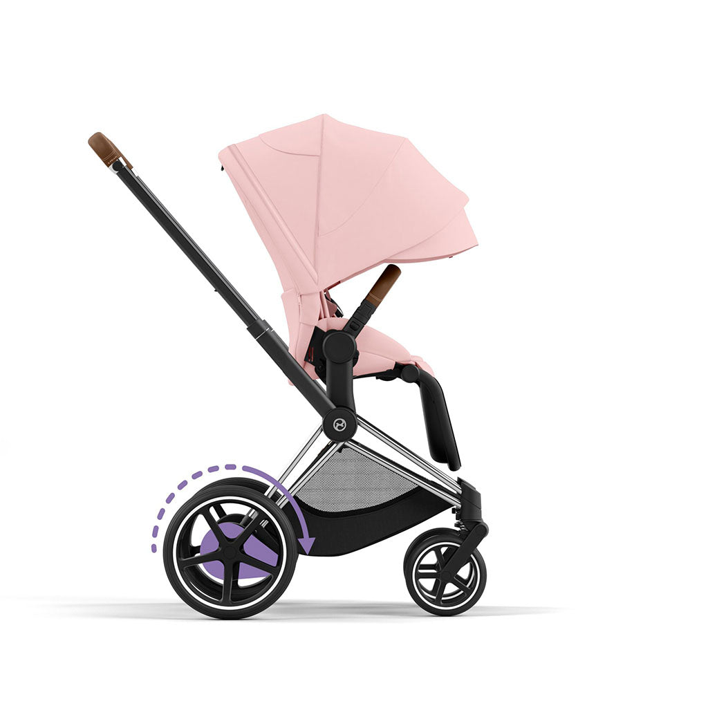 Cybex e-Priam Travel System - Chrome Brown / Peach Pink