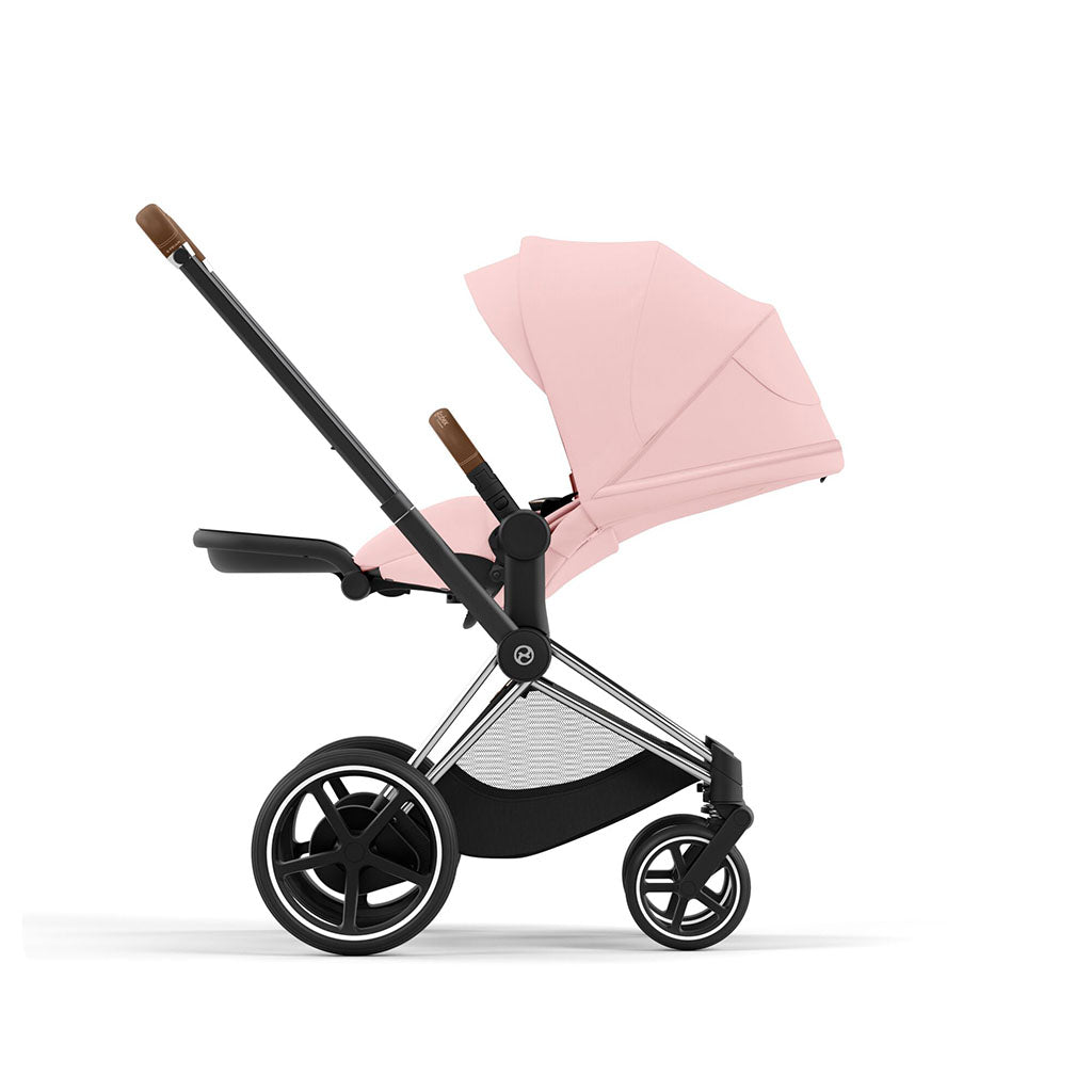 Cybex e-Priam Travel System - Chrome Brown / Peach Pink