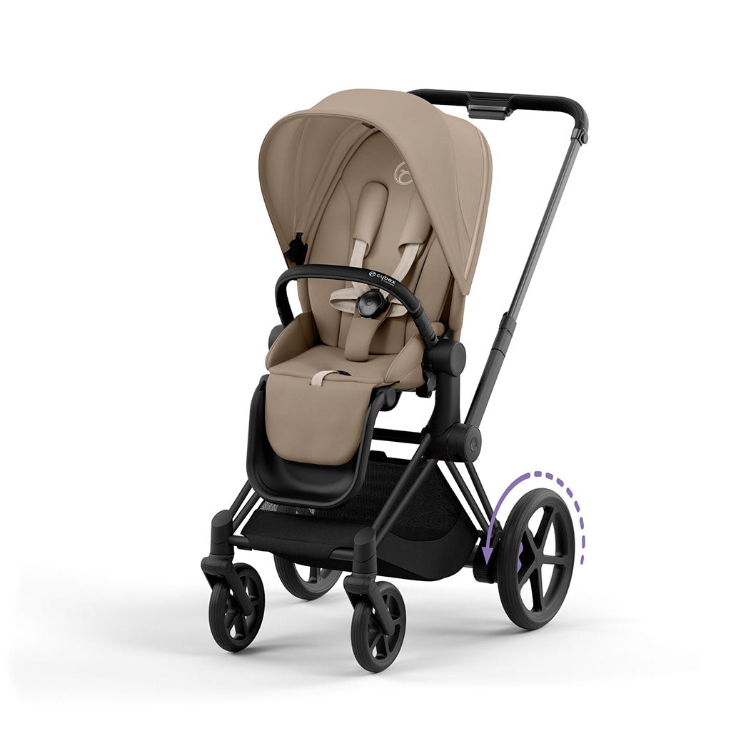 Cybex e-Priam Travel System - Matt Black / Cozy Beige