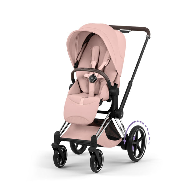 Cybex e-Priam Style Pushchair - Chrome Brown / Peach Pink