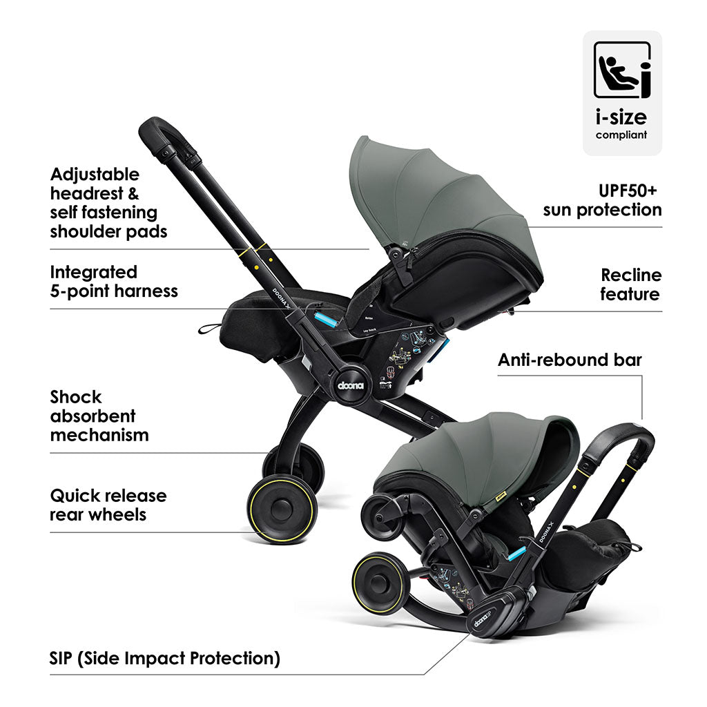 Doona X Car Seat Stroller and Base - Slate Green