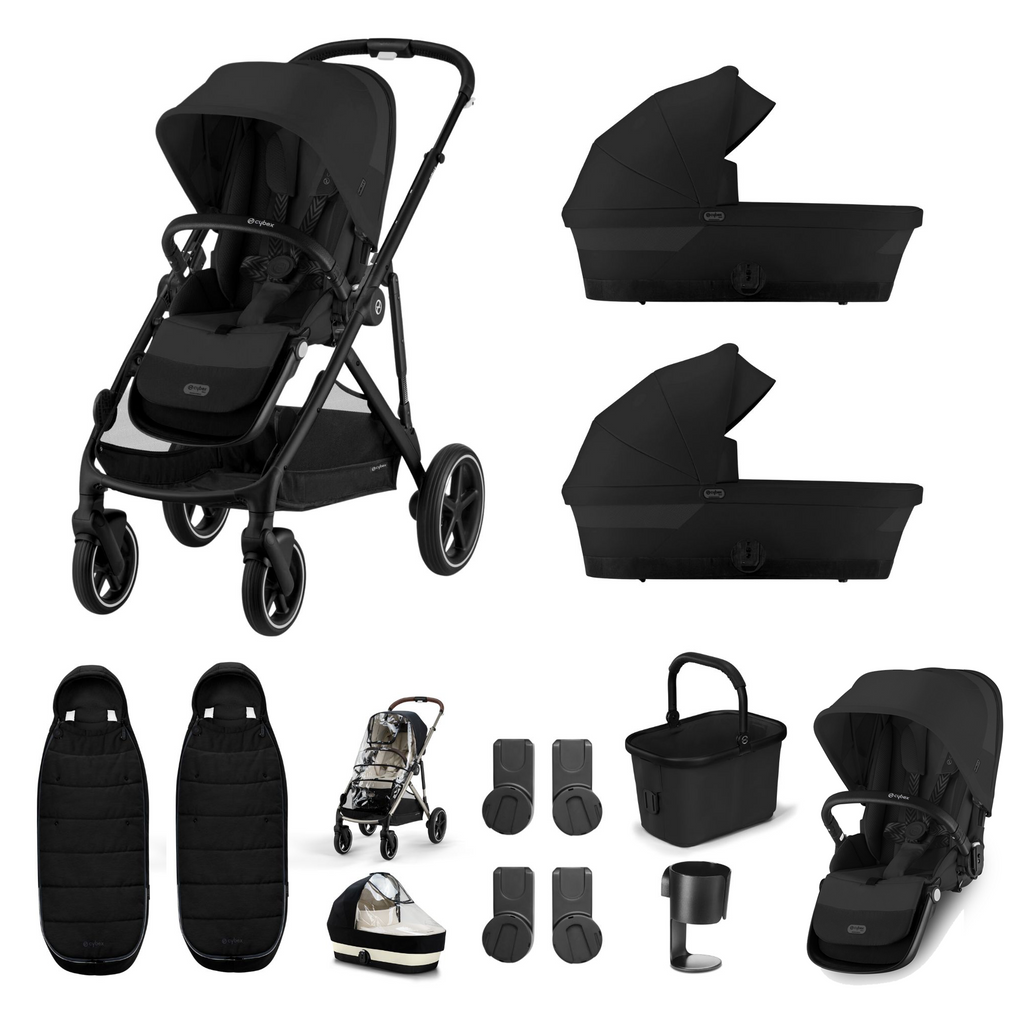Cybex Gazelle S Newborn Twin Bundle - Moon Black