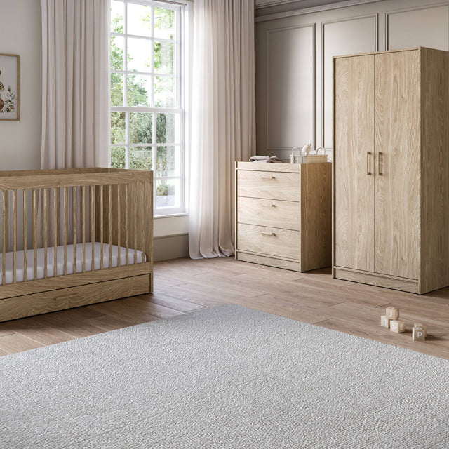 Silver Cross Geneva 3 Piece Nursery Set with Cot Bed, Dresser & Wardrobe