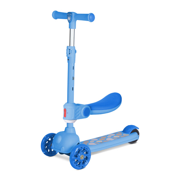 Lorelli Childrens Scooter Jetster Plus – Blue Side Angle View Seat Down
