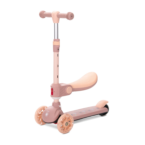 Lorelli Childrens Scooter Speedster – Beige Side Angle View Seat Down