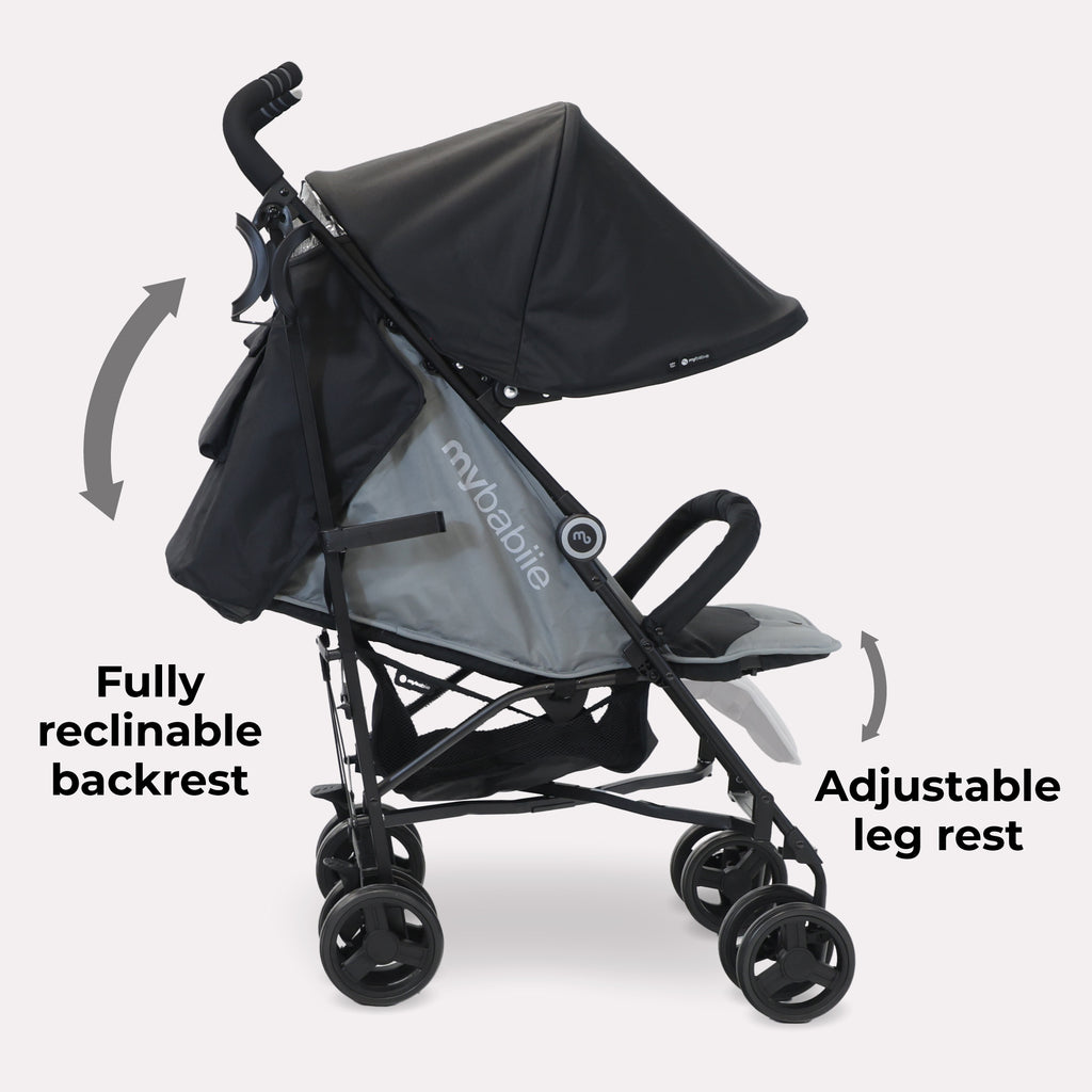 My Babiie MB02 Plus Lightweight Stroller - Black and Grey