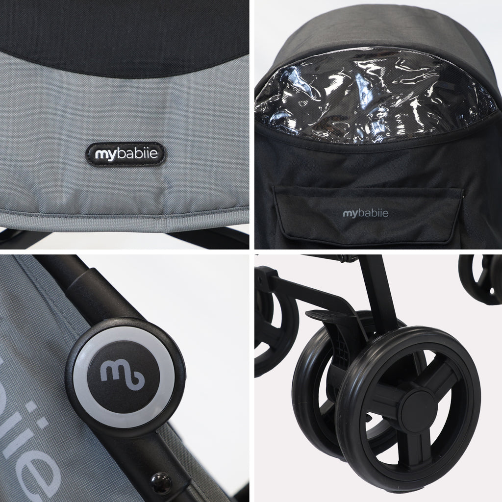 My Babiie MB02 Plus Lightweight Stroller - Black and Grey
