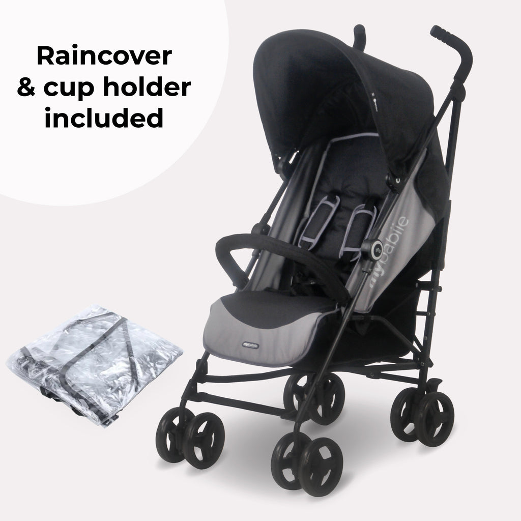 My Babiie MB02 Plus Lightweight Stroller - Black and Grey