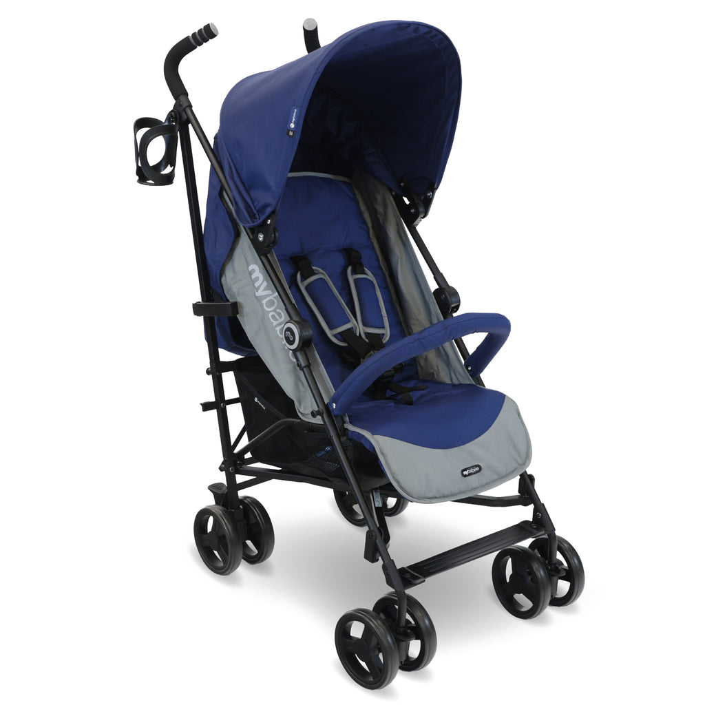 My Babiie MB02 Plus Lightweight Stroller - Blue and Grey