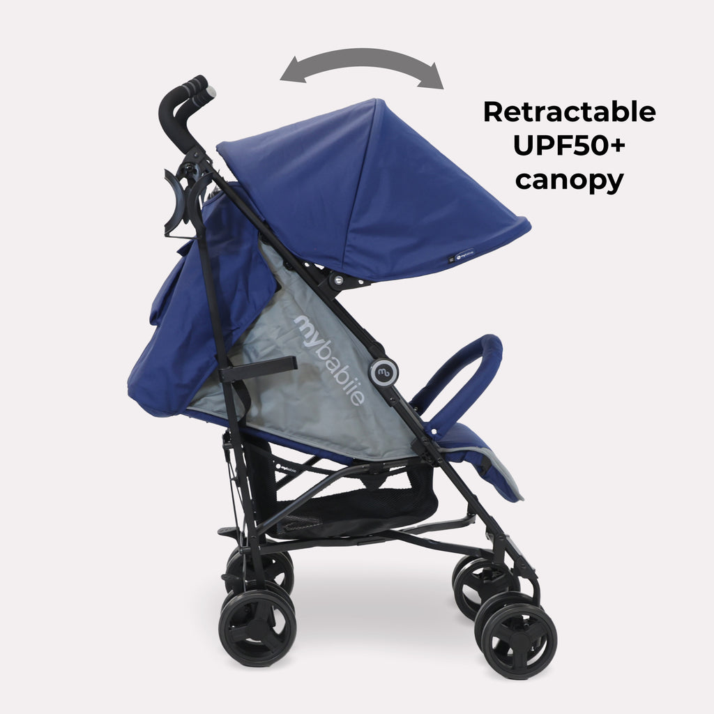 My Babiie MB02 Plus Lightweight Stroller - Blue and Grey
