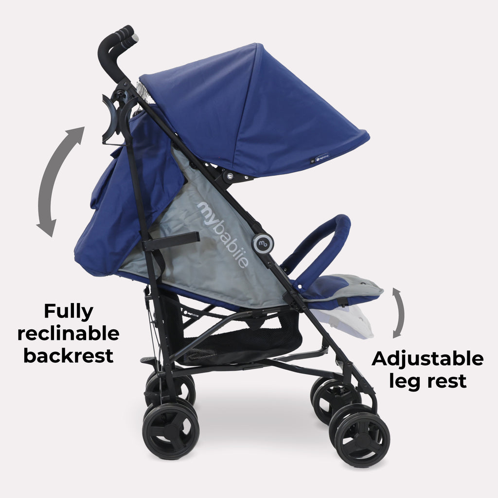 My Babiie MB02 Plus Lightweight Stroller - Blue and Grey