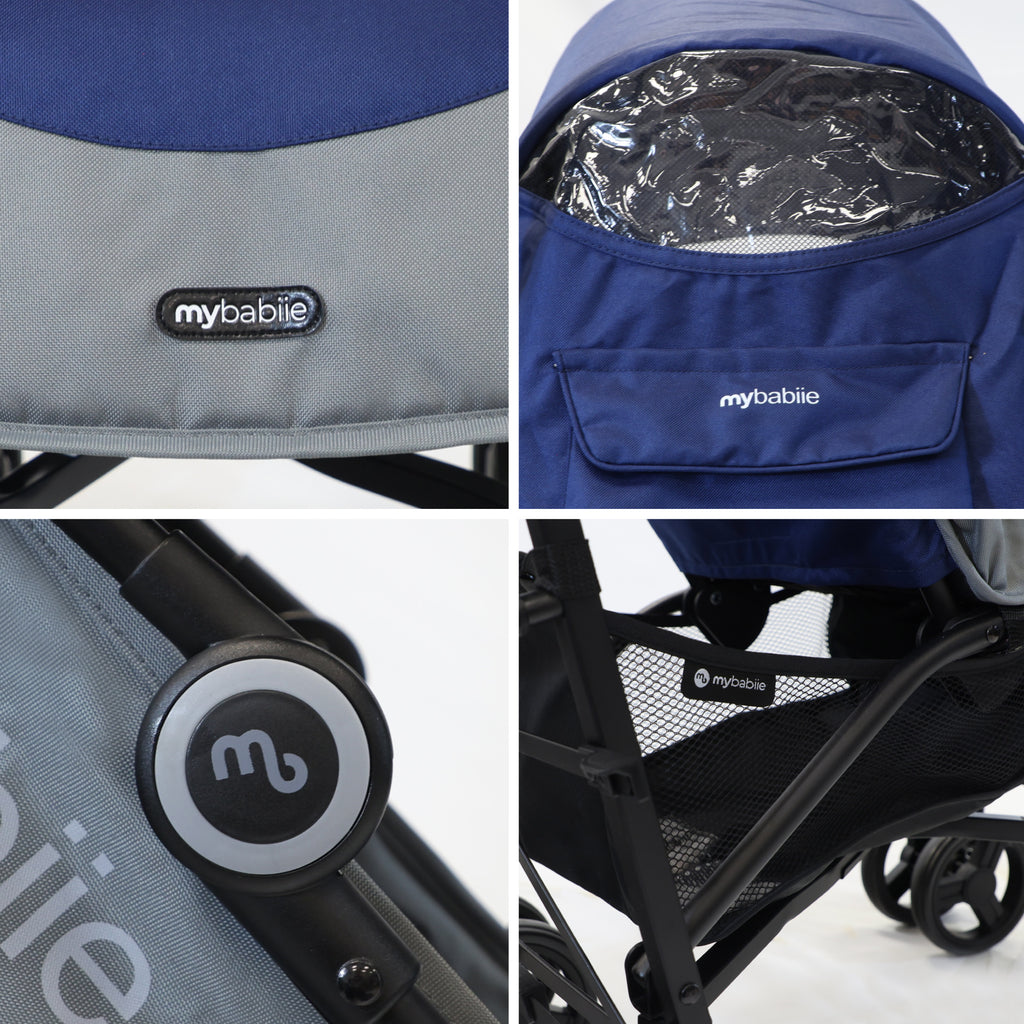 My Babiie MB02 Plus Lightweight Stroller - Blue and Grey