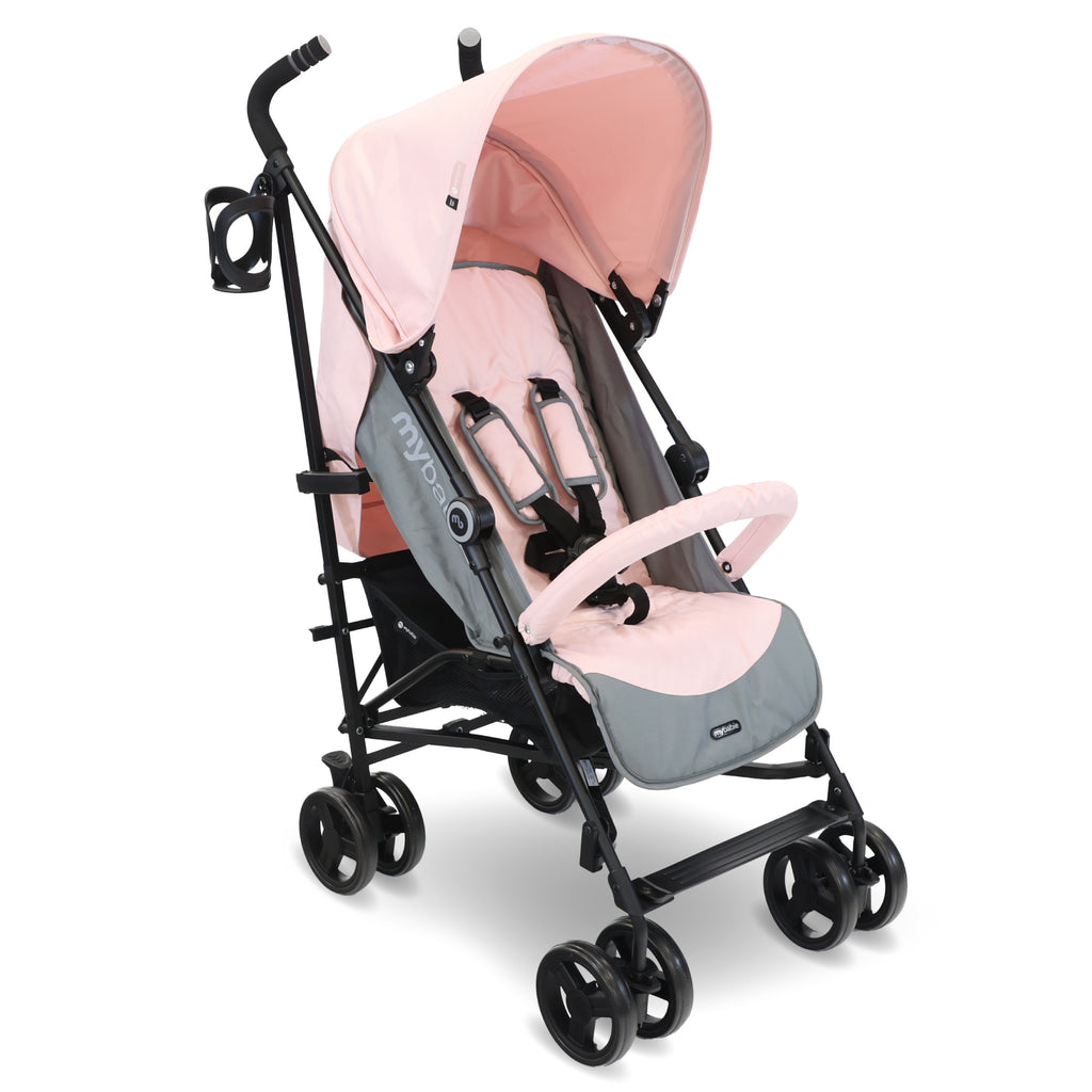 My Babiie MB02 Plus Lightweight Stroller - Pink and Grey