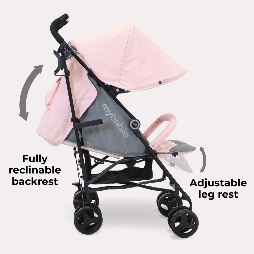 My Babiie MB02 Plus Lightweight Stroller - Pink and Grey