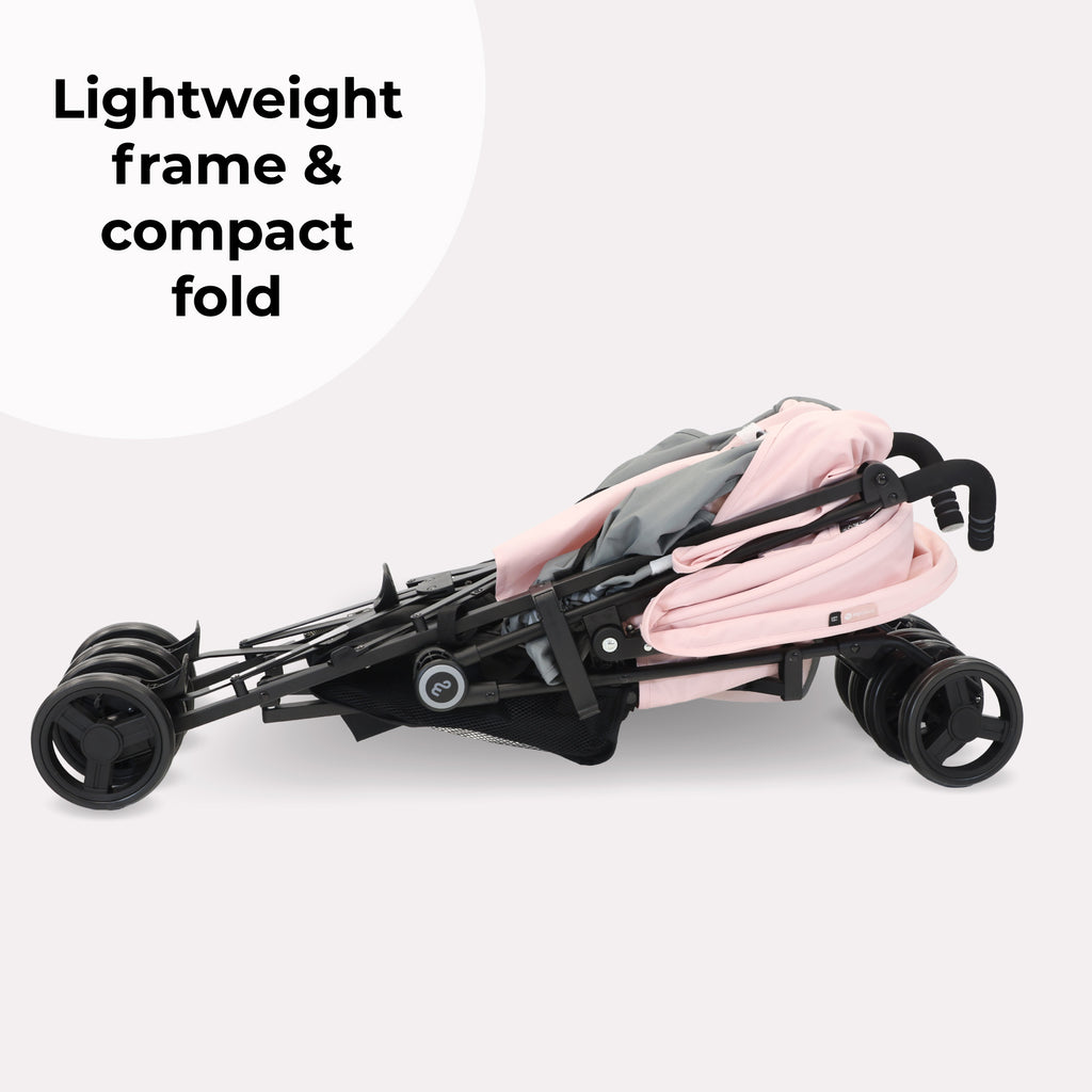 My Babiie MB02 Plus Lightweight Stroller - Pink and Grey